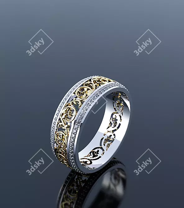 Title: Delicate Openwork Ring 3D model image 1