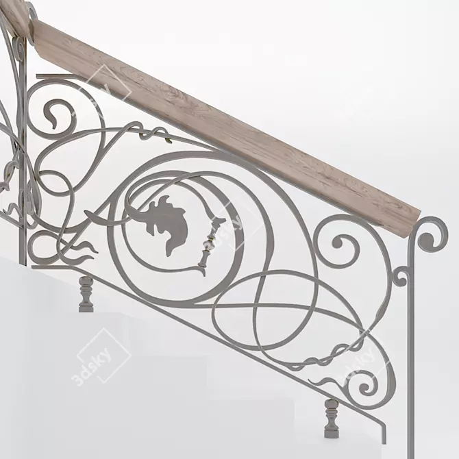 Modern Steel Stair Railings 3D model image 2