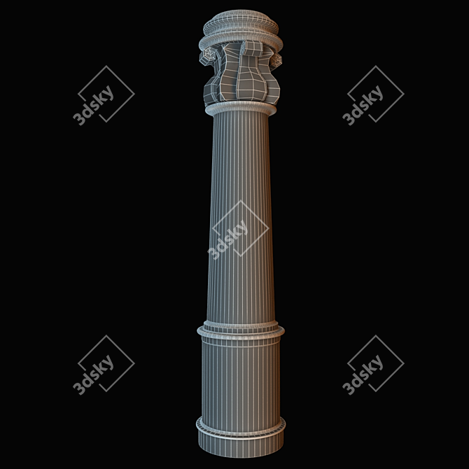 Title: Gypsum Column with Wooden Base 3D model image 3