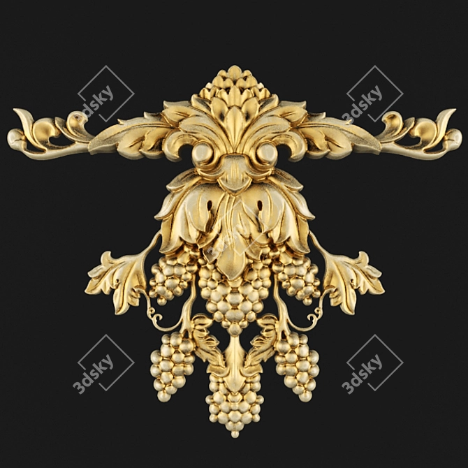 Gilded Grape Decor - Handcrafted Fretwork 3D model image 1