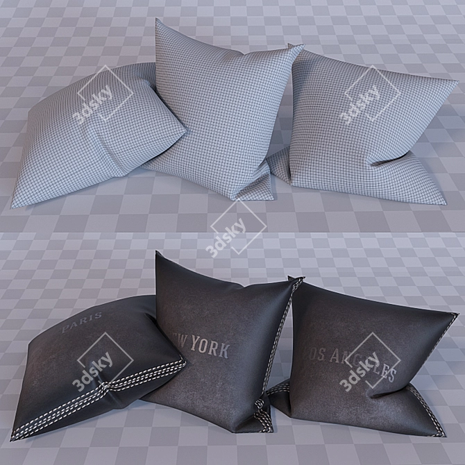 Luxury Cushion Set with Texture 3D model image 1