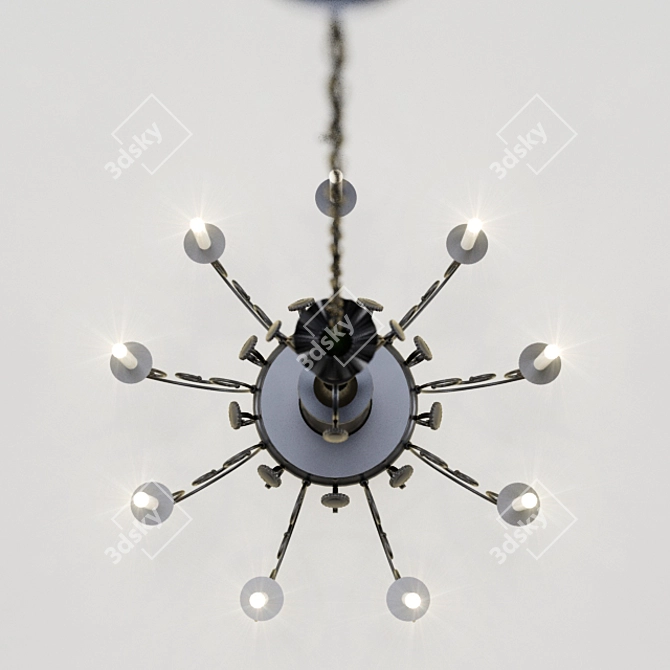 Elegance in Iron: Handcrafted Chandelier 3D model image 2