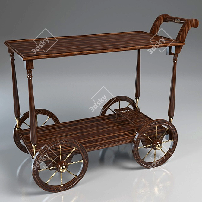 Italian Wood Frame Serving Table 3D model image 1