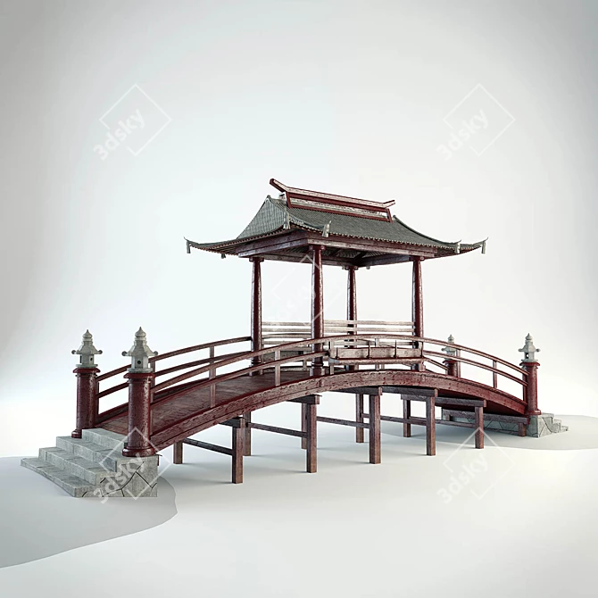 Japanese Bridge: Beautiful and Authentic 3D model image 1