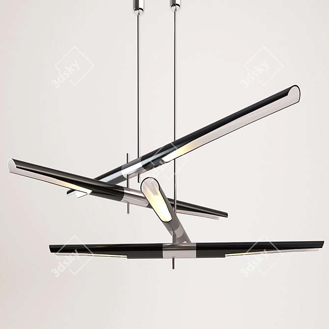 Sleek Black Ceiling Lamp: David Weeks Studio's Hennen Mobile 3D model image 1