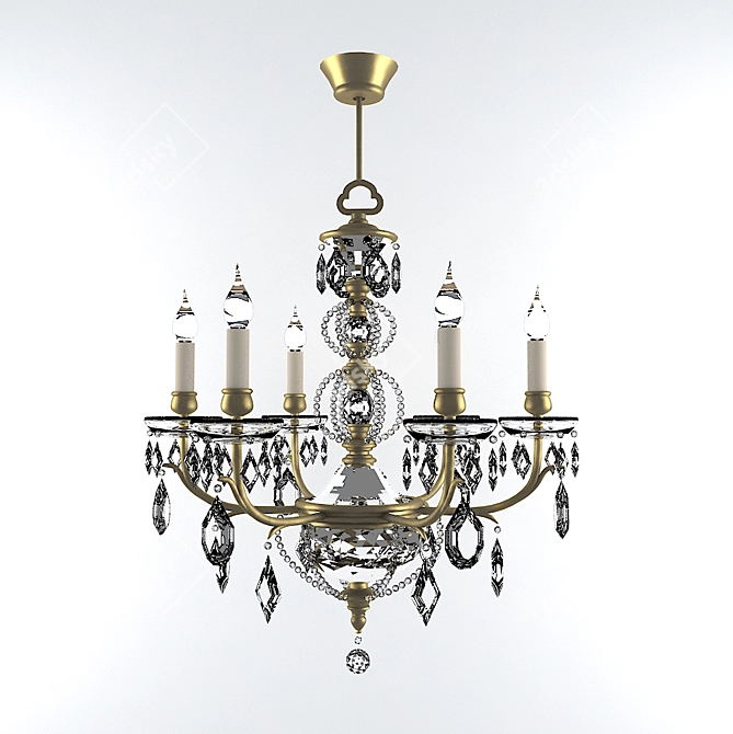 Elegant Crystal Chandelier: 120cm Height, 90cm Diameter 3D model image 1