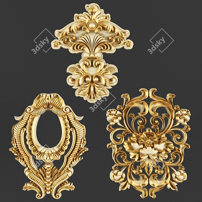 Elegant Fretwork Embellishments 3D model image 1