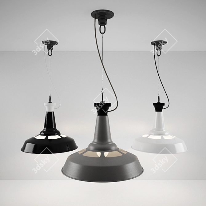 Vintage Industrial Pendant Light 3D model image 1
