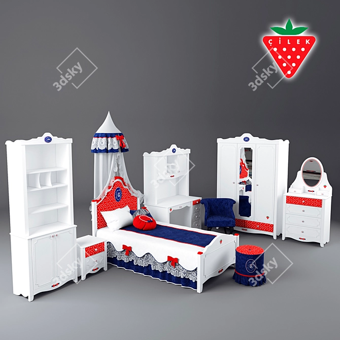 Strawberry Baby Furniture Set 3D model image 1