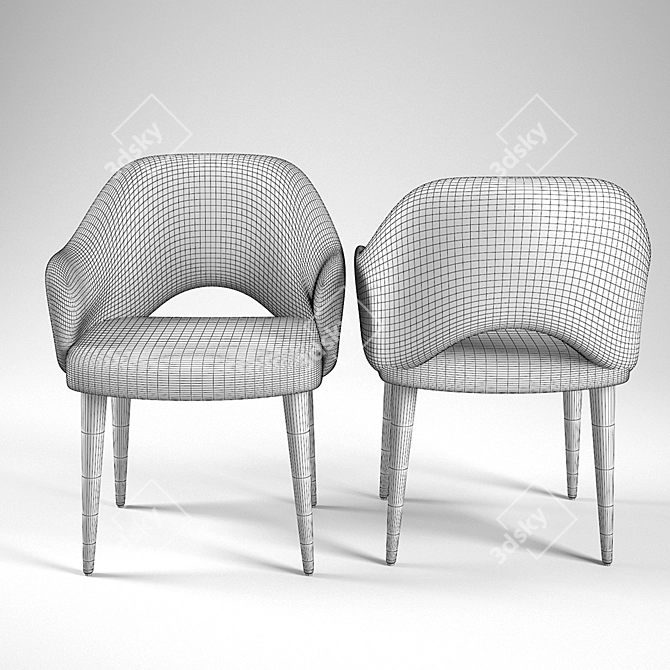 Modern Design Martin Deep Line Chair 3D model image 3