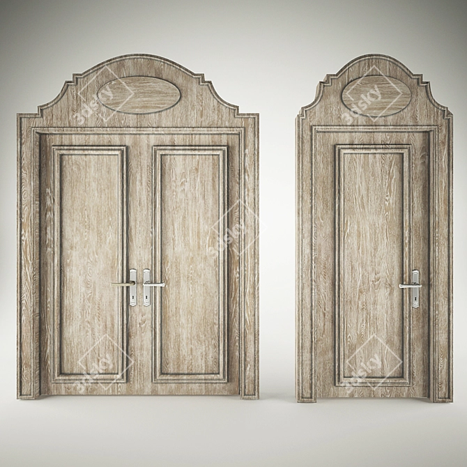 Classic Wooden Doors | 2700mm with Portal 3D model image 2