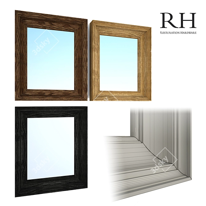 Elegant Marseilles Mirrors - 3 Colors 3D model image 1