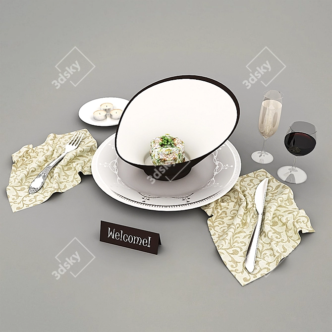 Elegant Table Setting Bundle 3D model image 1