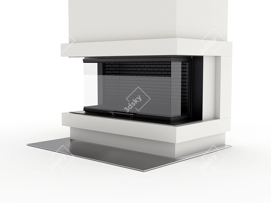  Sleek Anthrazit Brunner Panorama Fireplace 3D model image 1