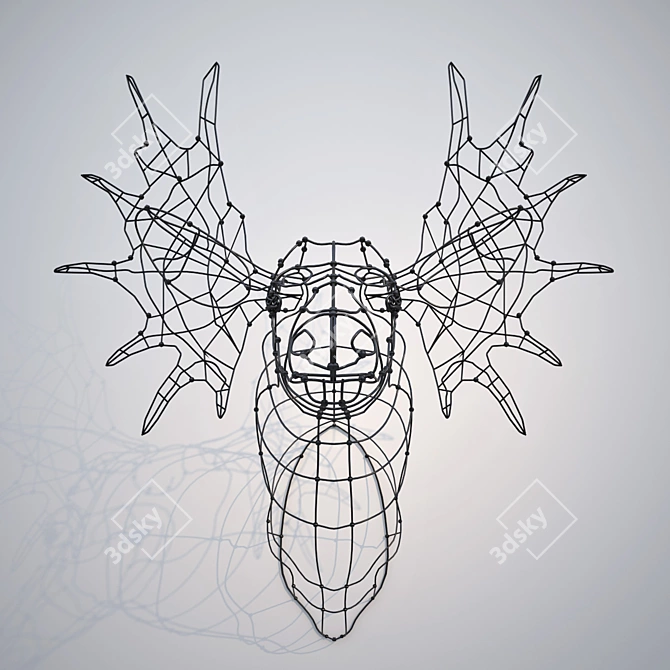  Majestic Elk Head with Wires 3D model image 1