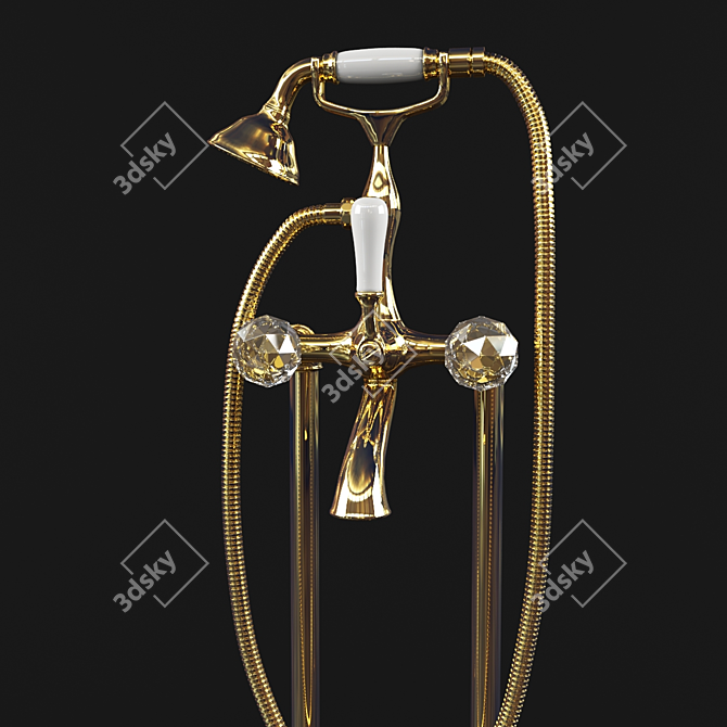 Luxury Diadema Bath with Floor Mixer 3D model image 2