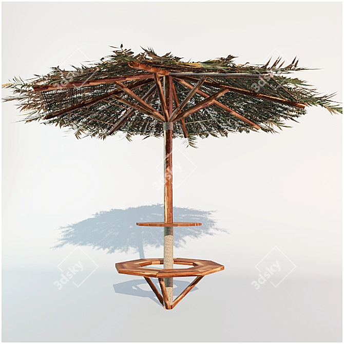 Cane Leaf Parasol: Natural Beach Umbrella 3D model image 1