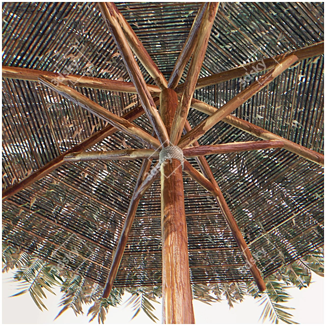 Cane Leaf Parasol: Natural Beach Umbrella 3D model image 2