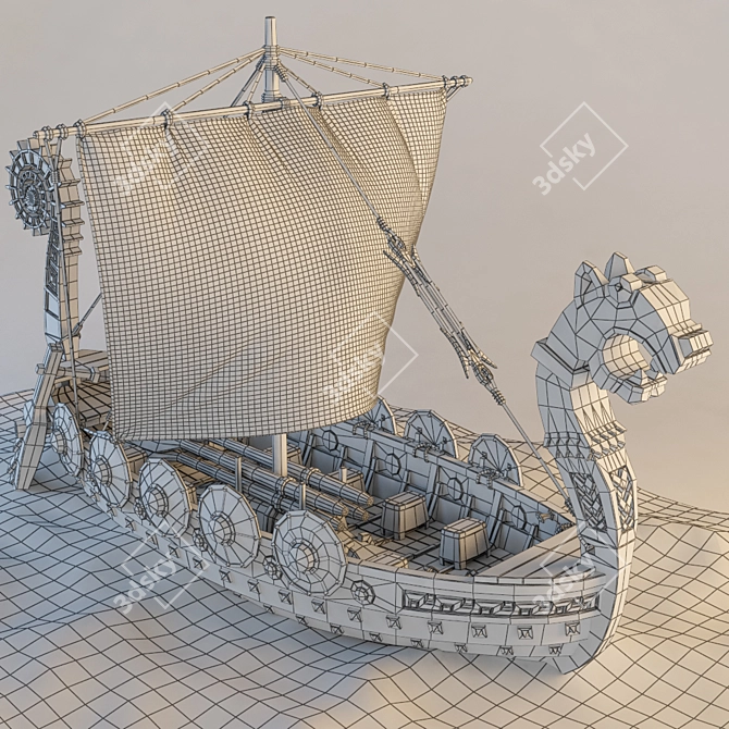 Viking Drakkar Ship Model 3D model image 3