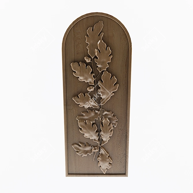 Rustic Oak Branch Wooden Panel 3D model image 1