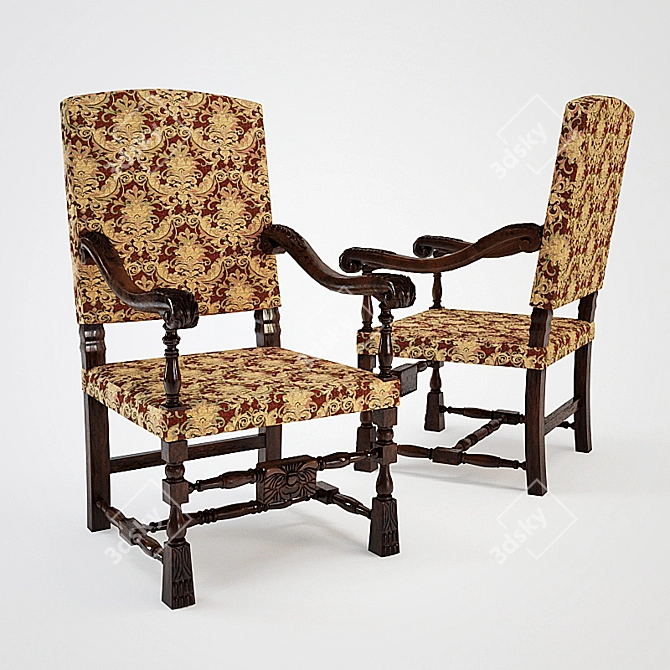 Royal Victorian Throne Chair 3D model image 1