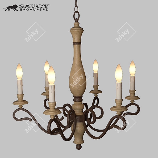 Elegant Mallory 6-Light Chandelier 3D model image 1