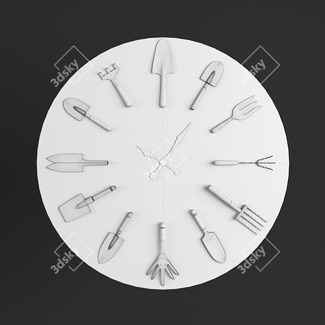 Modern Metal Wall Clock 3D model image 2