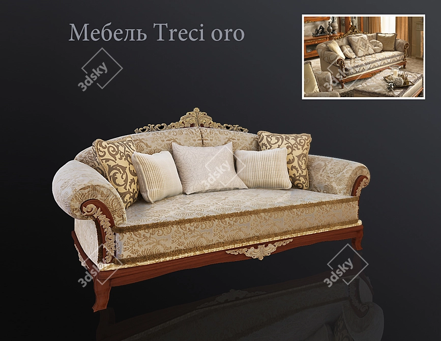 Luxury Velvet Sofa 3D model image 1