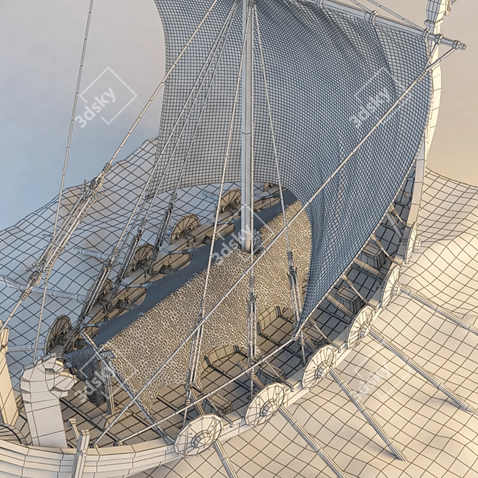 Viking Drakkar Ship Model 3D model image 3