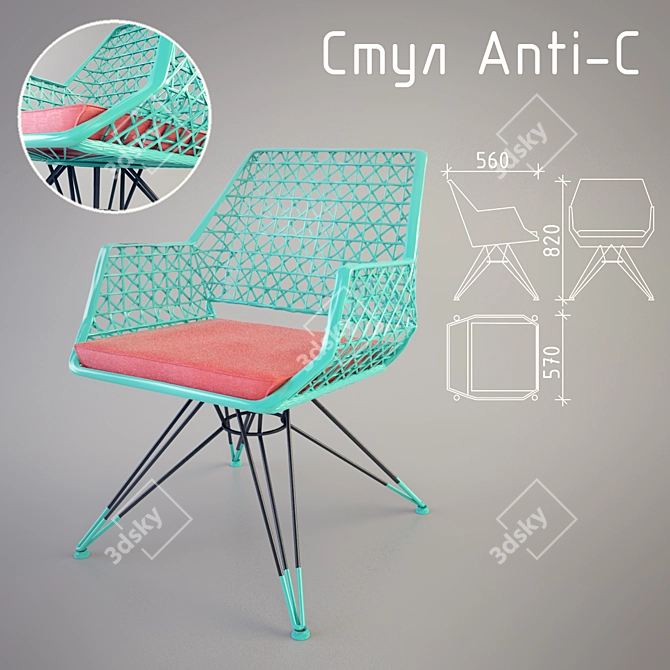 Fiberglass Chair - 57x82x56 cm 3D model image 1