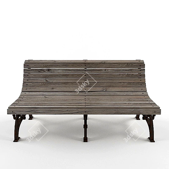 Vintage Ethnic Bench 3D model image 1