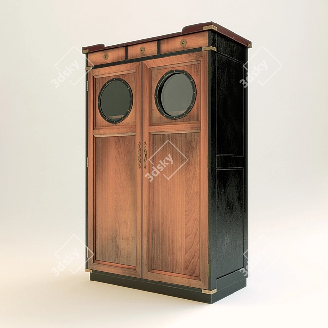 Nautical Charm: Authentic Models Porthole Cabinet 3D model image 1