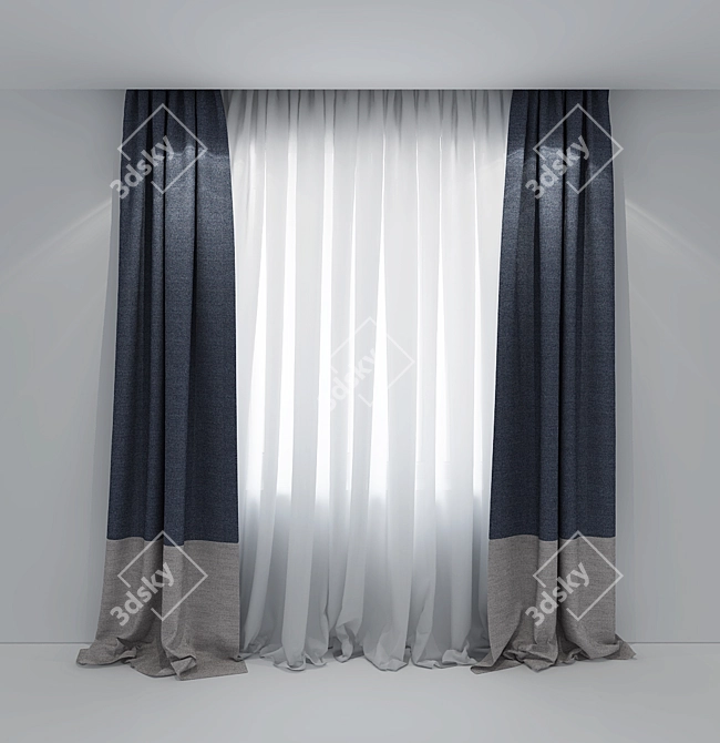 Elegant Drapery: Designer Curtains 3D model image 2