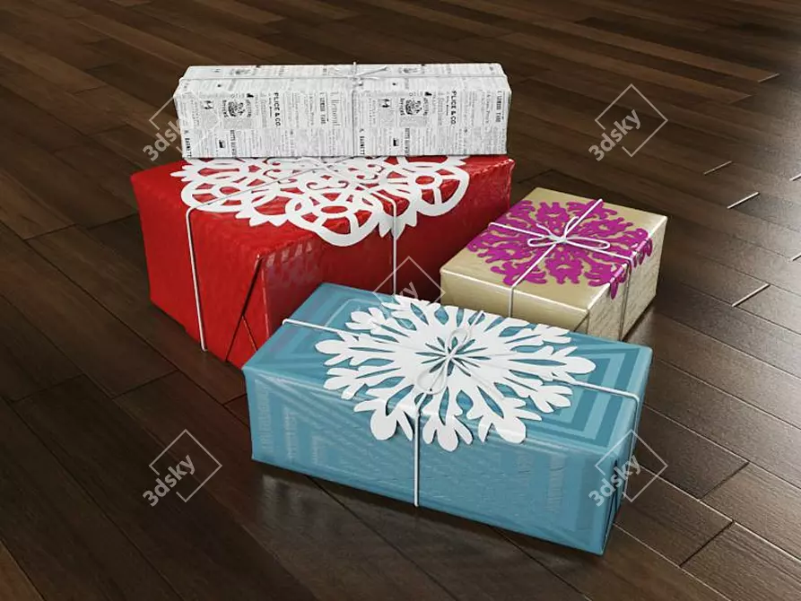 Snowflake Gift Boxes 3D model image 1