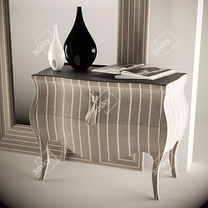 Luxury Erasmo Commode & Mirror Set 3D model image 2