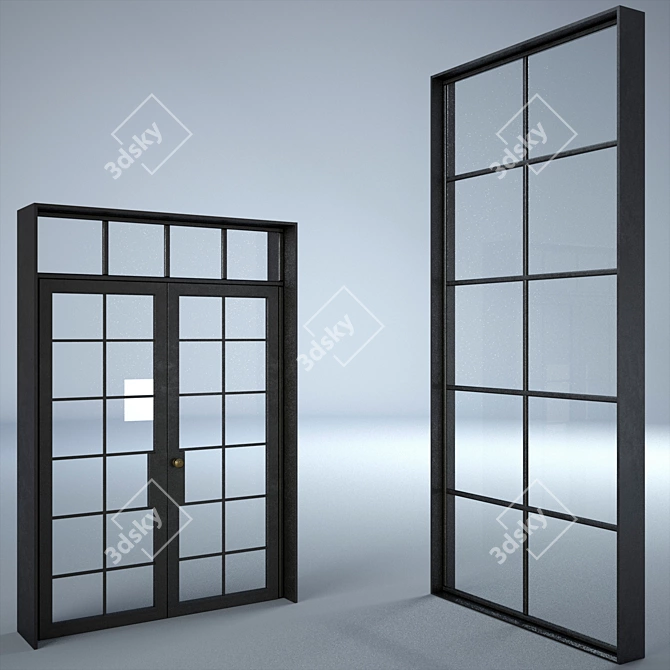 Sturdy Steel Industrial Window 3D model image 1