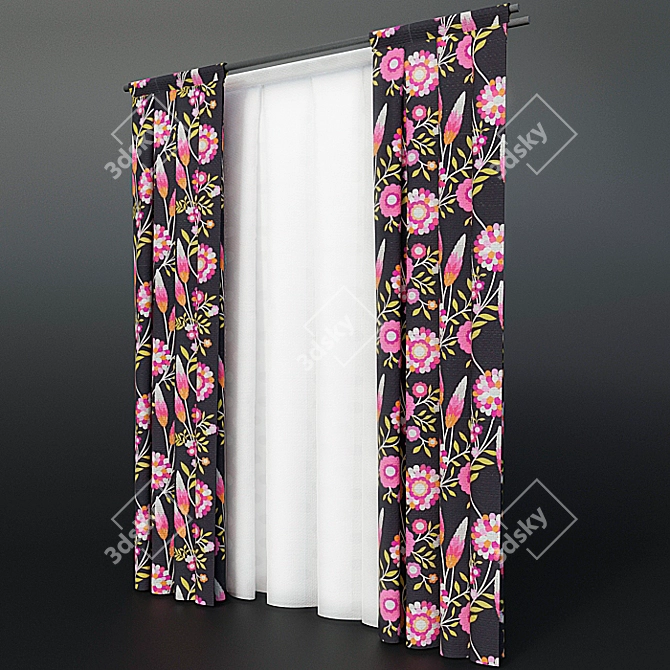 Sleek Shade: Stylish Window Blind 3D model image 1