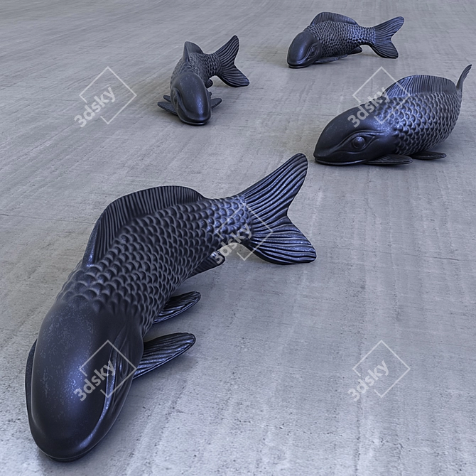 Elegant Carp Sculpture 3D model image 1