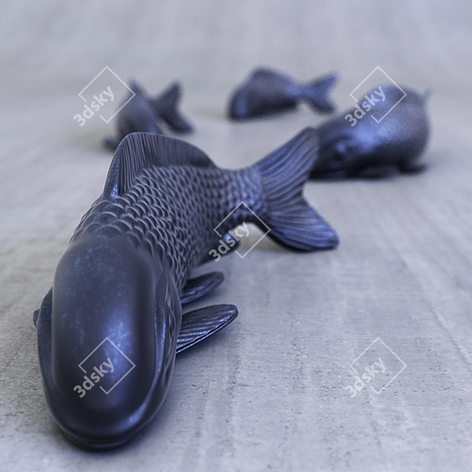 Elegant Carp Sculpture 3D model image 2