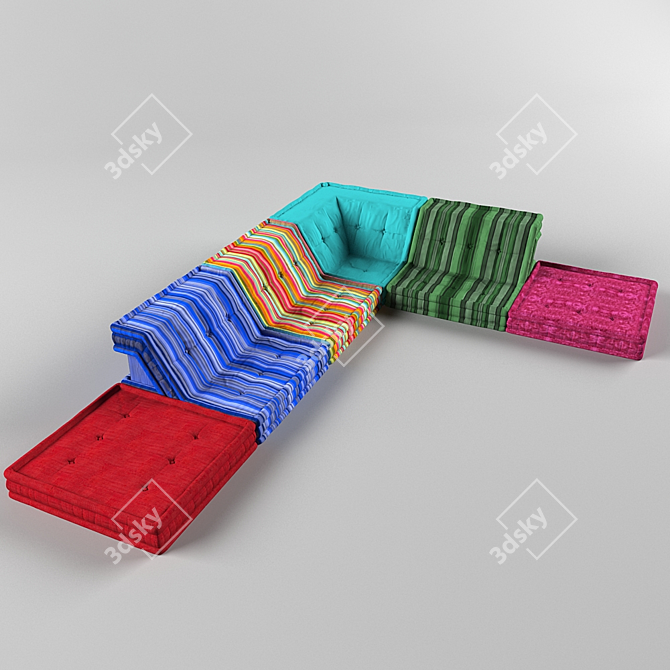 Boho Chic Mah Jong Sofa 3D model image 1