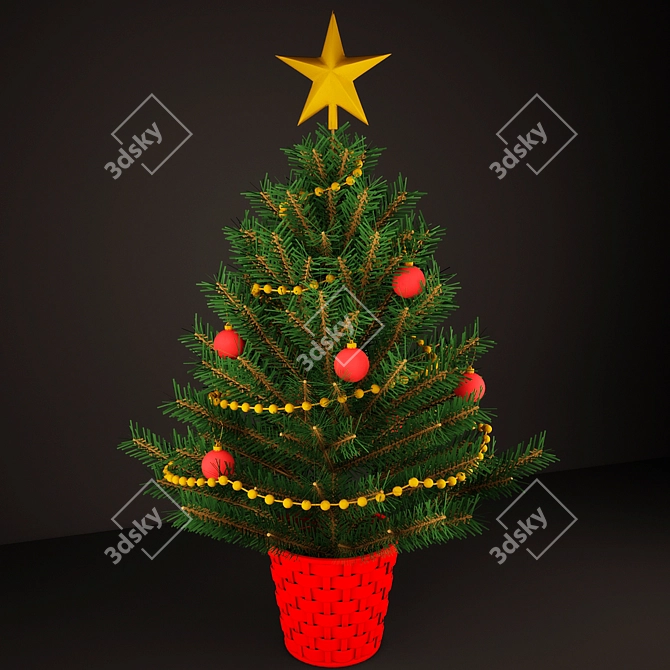 Festive Tabletop Christmas Tree 3D model image 1