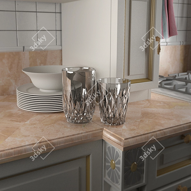 Stylish Glass Tumblers 3D model image 2