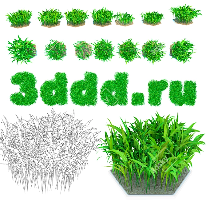 Low-Poly Grass Bundle for Scattering 3D model image 1