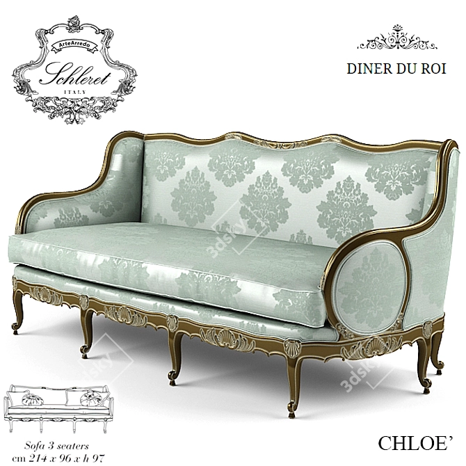 Regal Charm: ARTEARREDO Diner du Roi CHLOE Sofa 3D model image 1