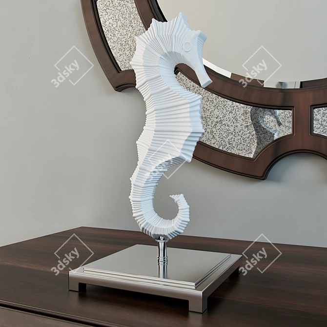 Elegant Porcelain Seahorse Sculpture 3D model image 1