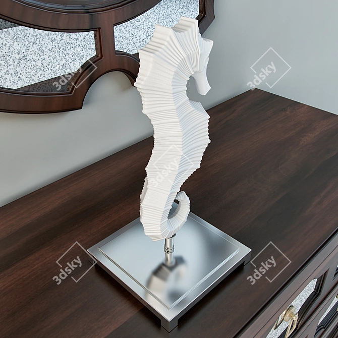 Elegant Porcelain Seahorse Sculpture 3D model image 2