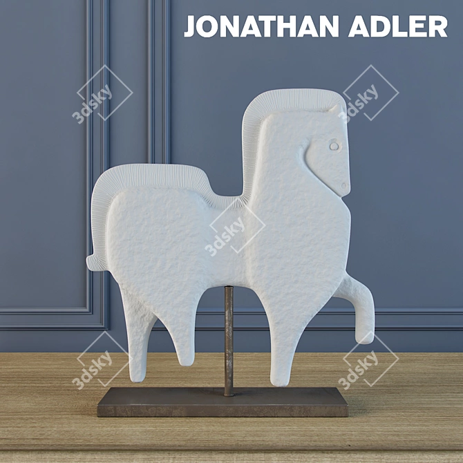 Elegant Prancing Horse Sculpture 3D model image 1