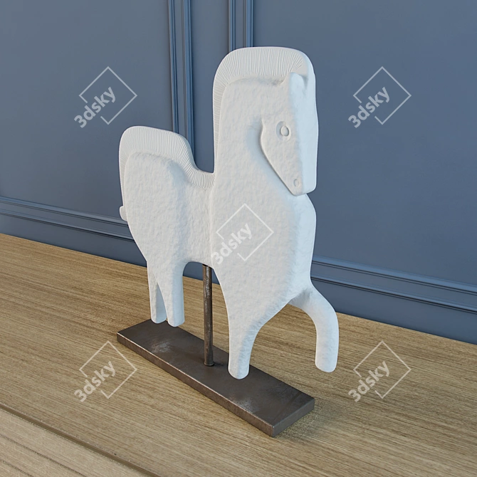 Elegant Prancing Horse Sculpture 3D model image 3