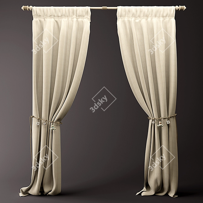 Playful Kids' Curtains & Rope 3D model image 1