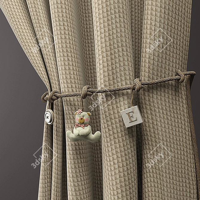 Playful Kids' Curtains & Rope 3D model image 2